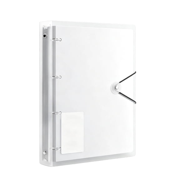 Loose Leaf Document File Folder Elastic Band Closure Label Pocket Paper Storage Organizer White