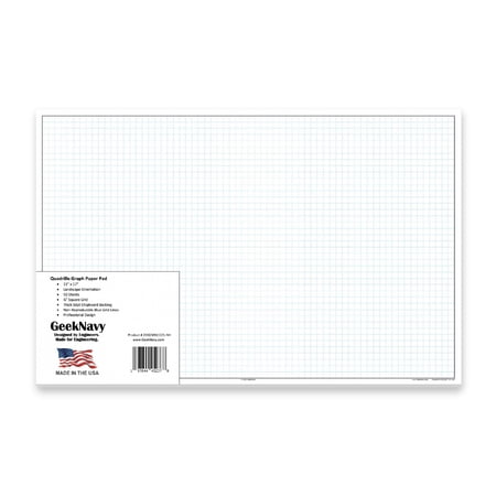 Loose Leaf GeekNavy Quadrille Graph Paper Pad, 11? x 17? Landscape - 100 Sheets