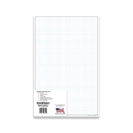 Loose Leaf GeekNavy Quadrille Graph Paper Pad, 11? x 17? Portrait - 100 Sheets