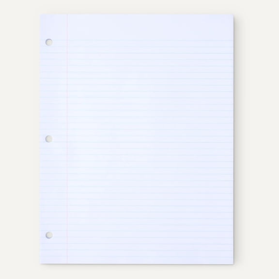Loose Leaf Paper, 3 Hole Punched, 100 Sheets, 11" x 8.5", 6 pack, White