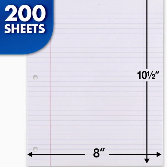 Loose Leaf Paper, 3 Pack, Notebook Paper, Filler Paper, 8 x 10.5, 200 Sheets per Pack