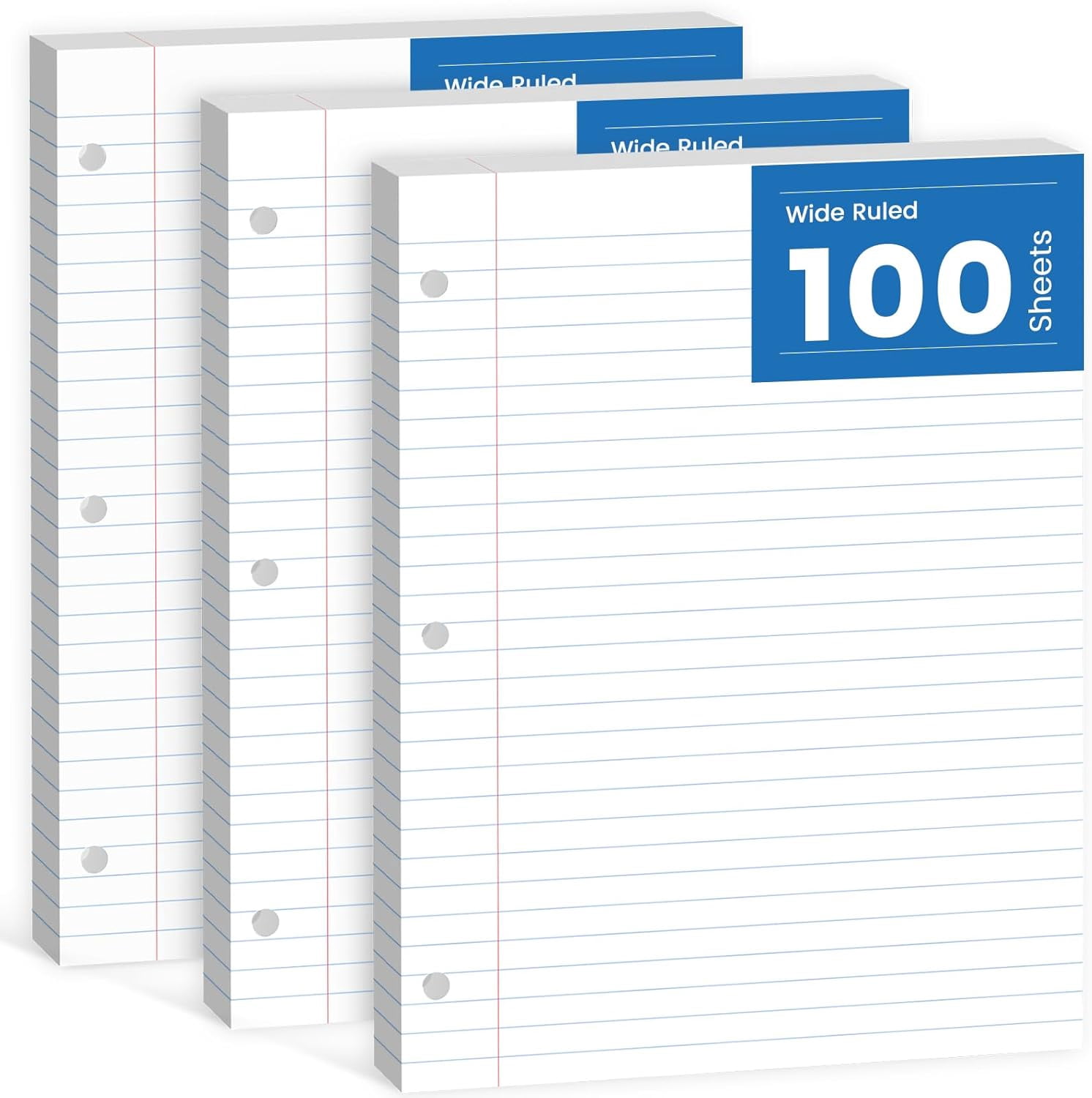 Pa Paper Ruled Loose Leaf Paper, 300 Sheets Filler Notebook Paper, 3-Hole Punched ...