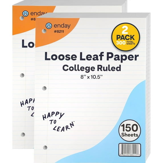 1InTheOffice Loose Leaf Paper - 600 Sheets College Ruled, 3-Hole Punched, 8.5" X 11" Letter Size