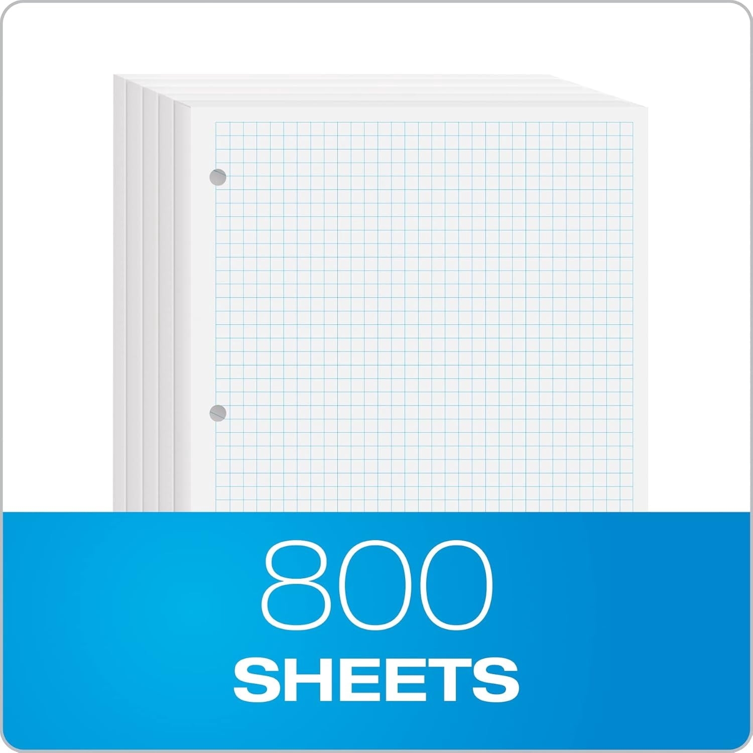 Loose Leaf Paper, Filler Paper Notebook Paper, 8-1/2" x 11", (4x4), 3-Hole Punched, 800 Sheets for 3 Ring Binders, 2 Packs of 400, White