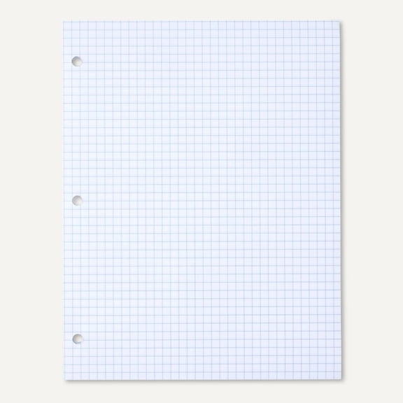 Loose Leaf Paper, Graph Ruled Paper, 3 Hole Punched, 100 Sheets, 11" x 8.5", 6 pack, White