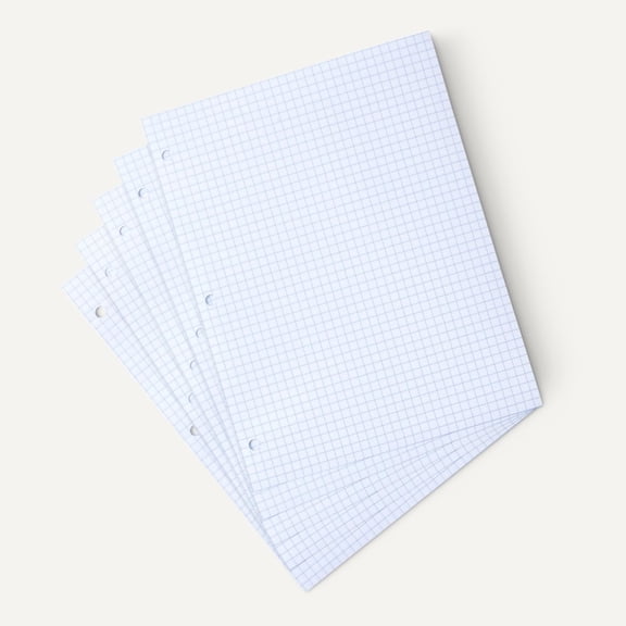 Loose Leaf Paper, Graph Ruled Paper, 3 Hole Punched, 100 Sheets, 11" x 8.5", 6 pack, White