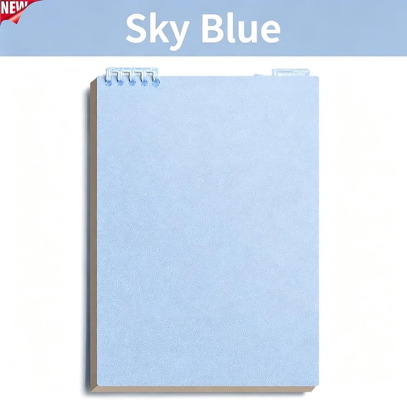 Loose Leaf Spiral Grid Notebook 1-Subject Refillable Binder Notebook 5.6x8.3in 60 Sheets Portable Writing Planner Notebook for Daily Notes Diary Classroom Office Supplies,Light Blue