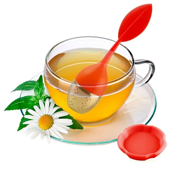 Loose Leaf Tea Infuser Tea Strainer for Teapot, Tea Cups, Mugs, Bottle, Fennel Tea, Roooibos Tea, Herbal Tea Steeping Loose Tea Steeper - Red