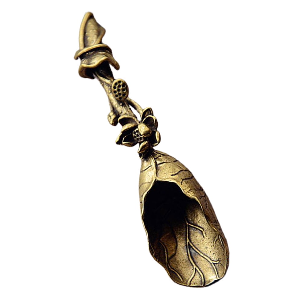 Loose Leaf Tea Measuring Spoon Leaf Shape Fu Tea Spoon Brass Tea Craft