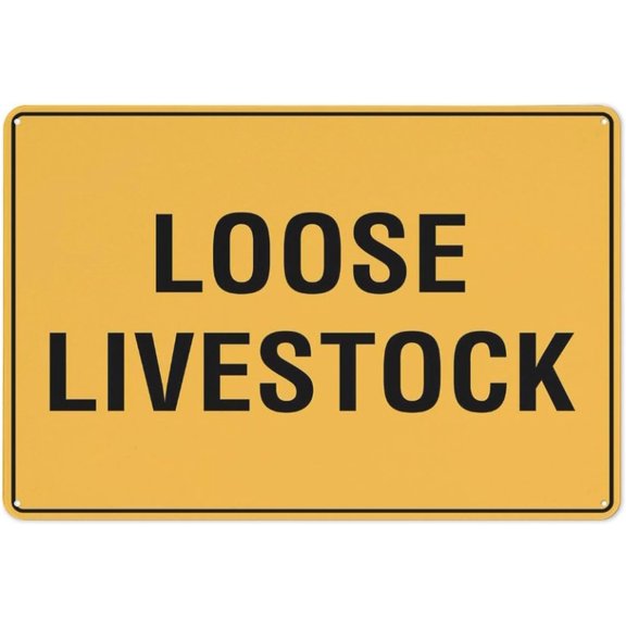 Loose Livestock Warning Security Outdoor Sign - 8"x12", Reflective, Weatherproof - Rural Road, Farm, Ranch, Livestock Grazing Zone