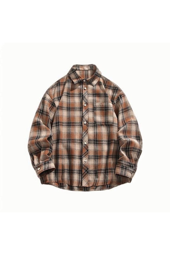 Plaid Shirts for Men Loose Long Sleeve Shirt for Men, Retro Checkered Pattern, Fashionable Cardigan, Large Size Casual Top for Daily Wear