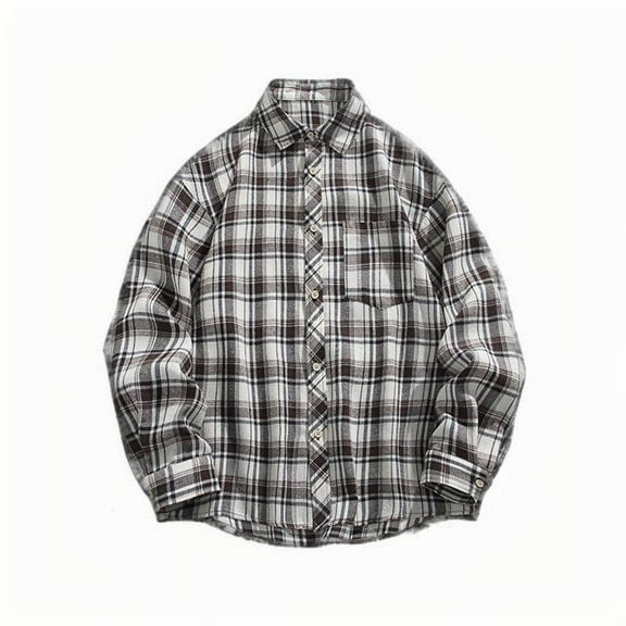 BVnarty Plaid Shirts for Men Loose Long Sleeve Shirt for Men, Retro Checkered Pattern, Fashionable Cardigan, Large Size Casual Top for Daily Wear