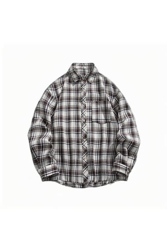 Plaid Shirts for Men Loose Long Sleeve Shirt for Men, Retro Checkered Pattern, Fashionable Cardigan, Large Size Casual Top for Daily Wear
