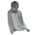 thumbnail image 1 of Loose Outerwear for Girl New Kids Athletic Hoodie Sun Protection Zip up Jackets with Thumb Holes Workout Lightweight Long Sleeve Coat Gray 130, 1 of 5