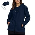 thumbnail image 1 of Loose Outerwear for Women New Rain Jacket Women Lightweight Waterproof Raincoats Packable Travel Hiking Hooded Windbreaker with Pockets Navy 4XL, 1 of 7