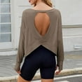 thumbnail image 1 of Loose Oversize Round Neck Long-Sleeve Thumb Cover Solid Color Backless Top for Women Casual Daily Blouse Women's Soft Breathable Comfortable Shirt, 1 of 9