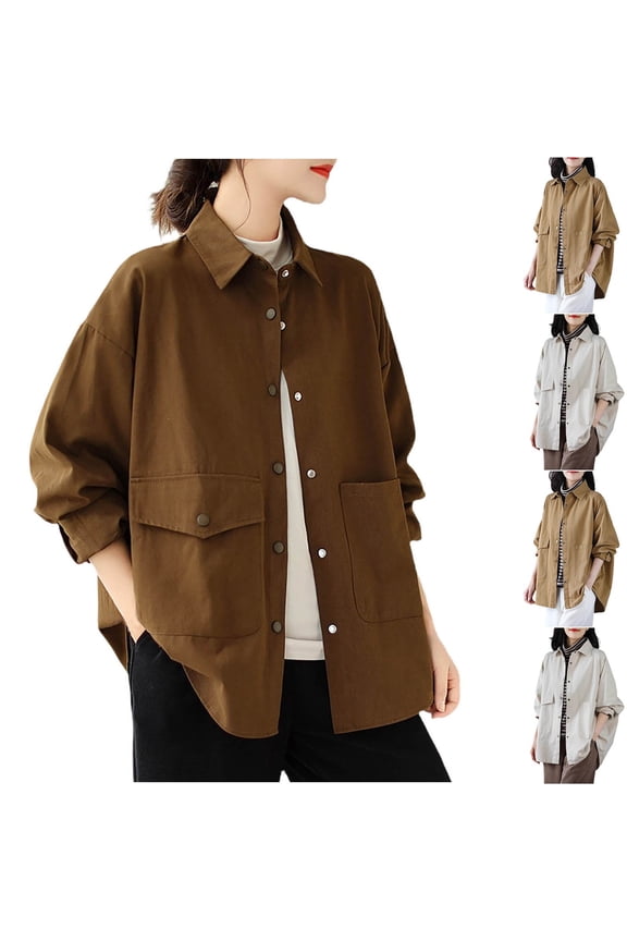 Loose Oversized Windbreaker Jacket Shacket Long Sleeve Casual Versatile Shirt Coat Lightweight Waterproof Outerwear for Women Travel | CSEONE,White XL