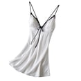 thumbnail image 1 of Loose Pajamas for Women Women's Lace Trim Nightgown Spaghetti Strap V-Neck Bowknot Slip Sleep Dress Summer Lightweight Nightdress with Built in Bras White M, 1 of 6