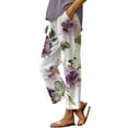 thumbnail image 1 of Loose Pants for Women Botanical Print Relaxed Fit with Patchwork Detail And Side Pockets for Weekend Comfort And Daily Styling Womens Trousers, 1 of 3