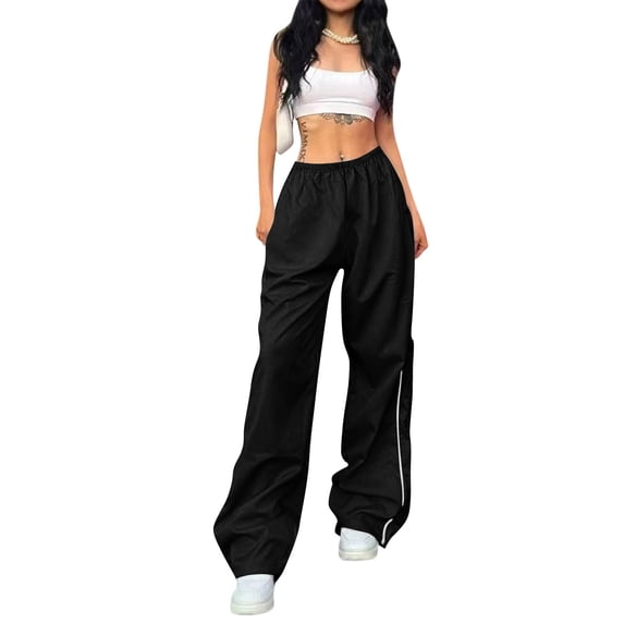 Loose Pants for Women Elastic High Waist Wide Leg Athletic Pants Y2K Streetwear Causal Sweatpants, L