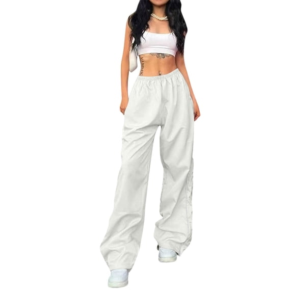 Loose Pants for Women Elastic High Waist Wide Leg Athletic Pants Y2K Streetwear Causal Sweatpants, L