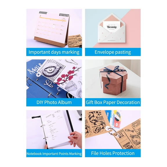 Loose- Paper Hole Reinforcement Labels Round Stickers Self-Adhesive Hole Punch Protector for Office School Home Supplies, 250 Labels