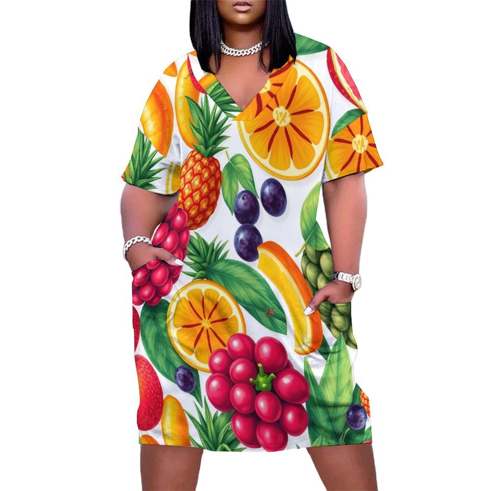 Loose Pocket Dress Tropical Fruit Pattern Dresses for Woman Dresses for Loose Pocket Dress Tropical Fruit Pattern Dresses for Woman Dresses for