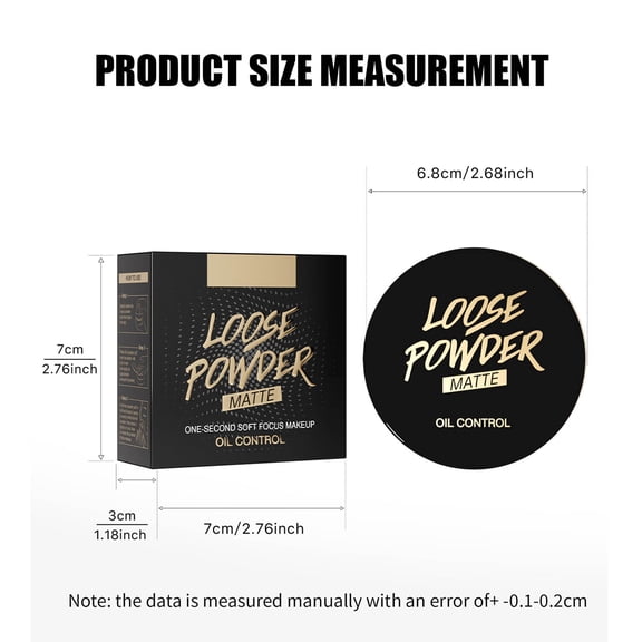 Loose Powder Setting Powder, Oil Control Matte Finish, Translucent Powder for Face, Soft Focus Effect, Long Lasting Makeup, 7g with Puff