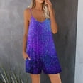 thumbnail image 1 of Loose Romper for Women Summer Casual Spaghetti Strap Tie Dye Short Jumpsuit with Pocket Wide Leg Oneise Fashion Outfits, Blue, XXL, 1 of 5