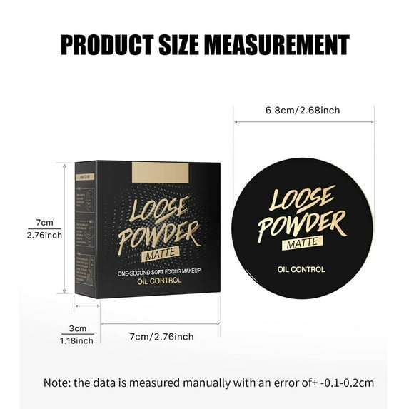 Loose Setting Powder Oil Control Matte Finish with Soft-Focus Effect, 7g Translucent Powder for Face, Includes Soft Powder Puff, Long-Lasting Makeup, Natural Breathable Feel