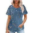 thumbnail image 1 of Loose Shirt for Women Floral Tunic Tshirt Short Sleeve Pullover Top Crewneck Fashion Outfits 2025, 1 of 5