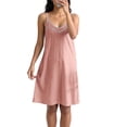 thumbnail image 1 of Loose Sleep Dress for Women New Spaghetti Strap Nightgown for Women Soft Milk Silk V-Neck Home Dress Lightweight Ribbed Home Nightgown, 1 of 9