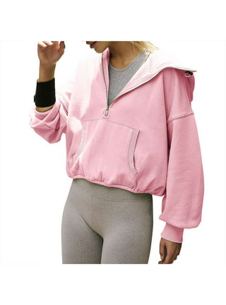 DKNY Women Activewear Jacket 2XL Pink White Colorblock 1/2 Zip