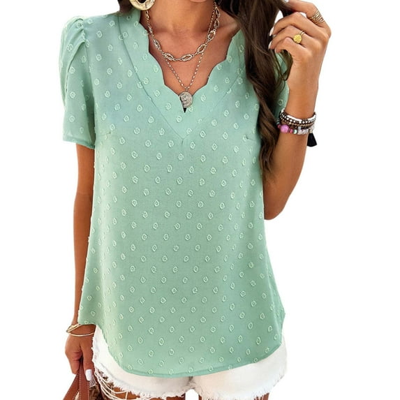 Loose Sleeve Style Solid V Neck Short Sleeve Top Womens Athletic Wear Woman S Tee Shirt Women Swim Tee Comfy Summer Shirts Phrasing Shirt Tops Long Sleeve for Women Womens Summer Tunics 2 Sleeve Solid