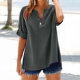 thumbnail image 1 of Loose Solid Color Women's Shirt - Stand Collar, Long Sleeve, for Casual and Festival Wear, S, Gray, 1 of 8