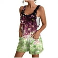 thumbnail image 1 of Loose Summer Romper for Women Shorts with Daisy Flowers Print Sleeveless Knotted Straps Short Jumpsuit with Pockets (XL, Green 07), 1 of 6