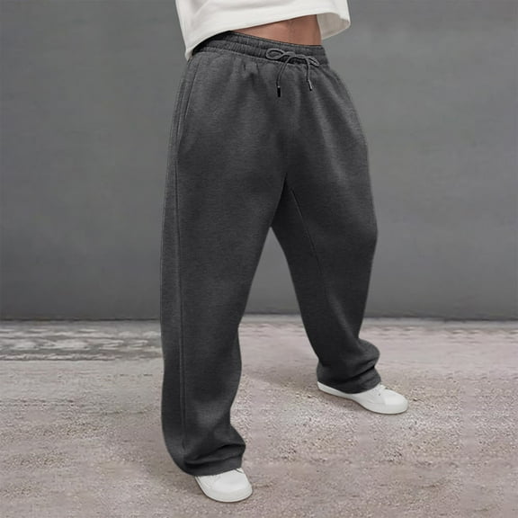 Loose Sweatpants For Men Baggy Sweatpants Men's Drawstring Waist Straight Wide Leg Baggy Pants Workout Athletic Sweatpants with Pocket