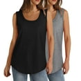 thumbnail image 1 of Loose Tank Tops for Women,2Pc Summer Solid Color Round Neck Sleeveless Casual Tee Tank,Soft And Comfortable Ribbed Trim Scoop Neck Curved Hem Workout Tank Tops., 1 of 3