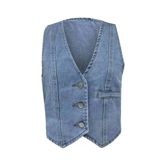 Loose Tank Tops for Women Washed Button Down Cropped Denim Vest Tops Summer Tops
