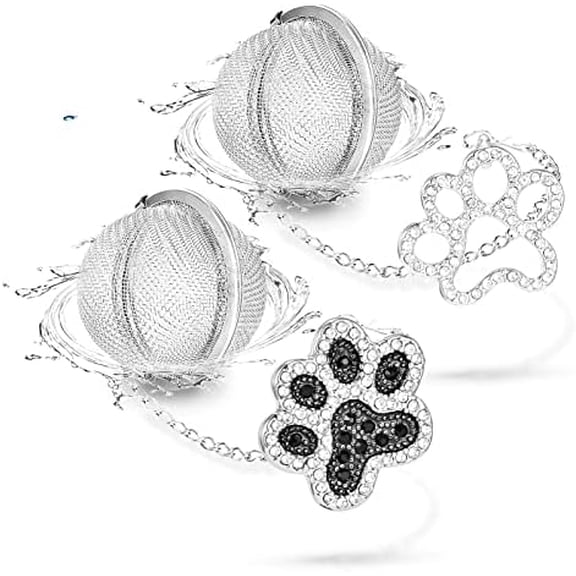 Loose Tea Steeper 2pcs Tea Ball Cute Tea Infuser Tea Diffusers for Loose Tea Black and White Diamond Dog Paw Pendant Tea Leaf Strainer for Loose Tea Gifts for Girls Women Couple