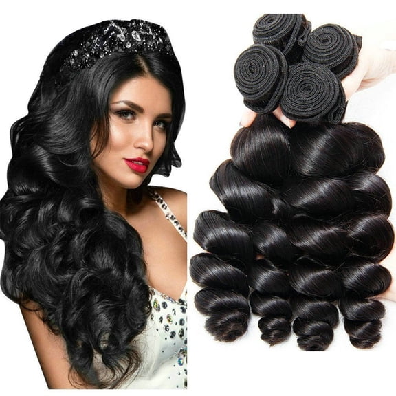 Loose Wave Bundles Human Hair 4 Bundles Unprocessed Virgin Human Hair Natural Color Hair Extension for Black Women