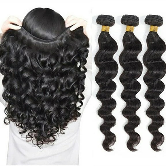 Loose Wave Human Hair Brazilian Bundles - 3 Bundles, 8 10 12 Inch, 100% Unprocessed Virgin Hair, Curly Waves, Wet & Wavy, for Black Women