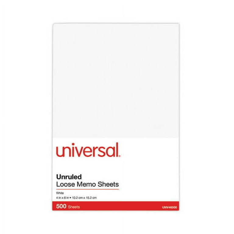 Loose White Memo Sheets, 4 x 6, Unruled, Plain White, 500/Pack Loose White Memo Sheets, 4 x 6, Unruled, Plain White, 500/Pack