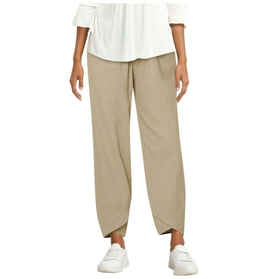 Loose Women Straight Summer Pants High Casual Waist Long Solid Pants