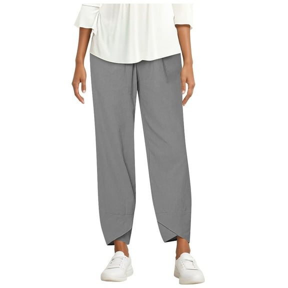 Loose Women Straight Summer Pants High Casual Waist Long Solid Pants