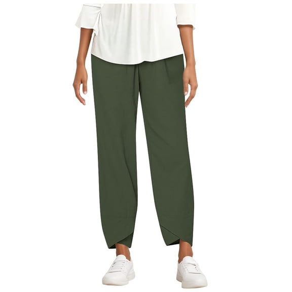 Loose Women Straight Summer Pants High Casual Waist Long Solid Pants