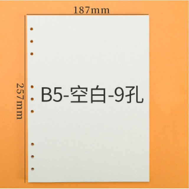 Looseleaf refill notebook 6hole A5 looseleaf paper 9hole B5