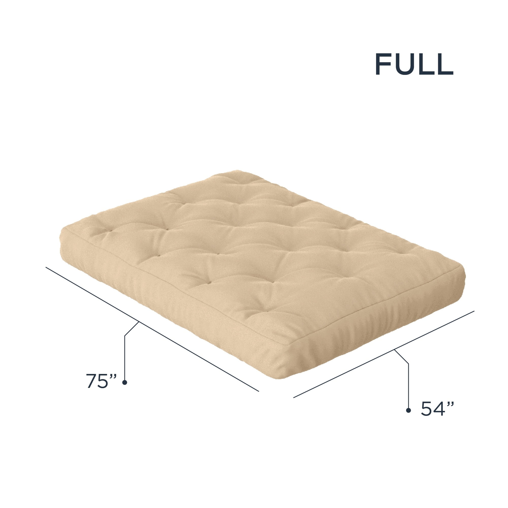 Beige Full Tufted Fabric Sleeper Futon Mattress
