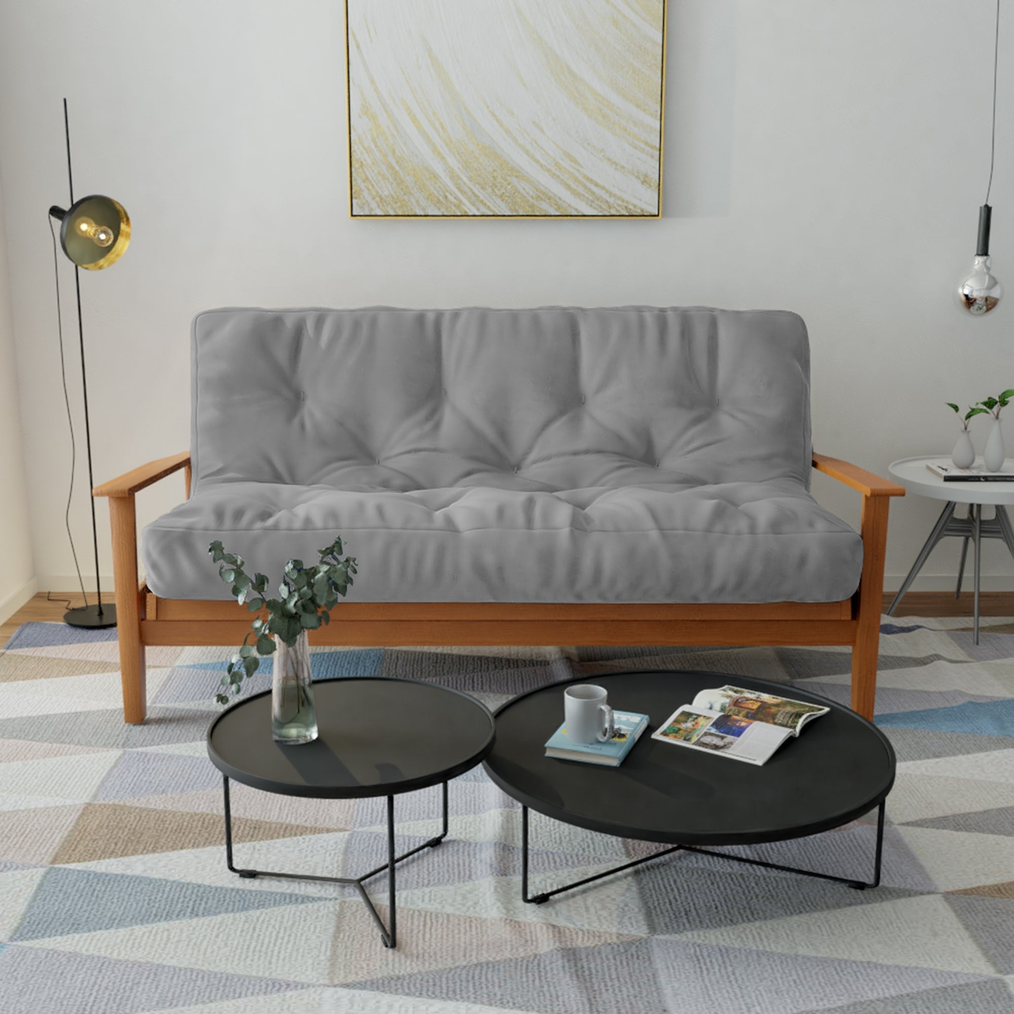 Twin Grey Canvas Futon Mattress with CertiPUR-US Foam