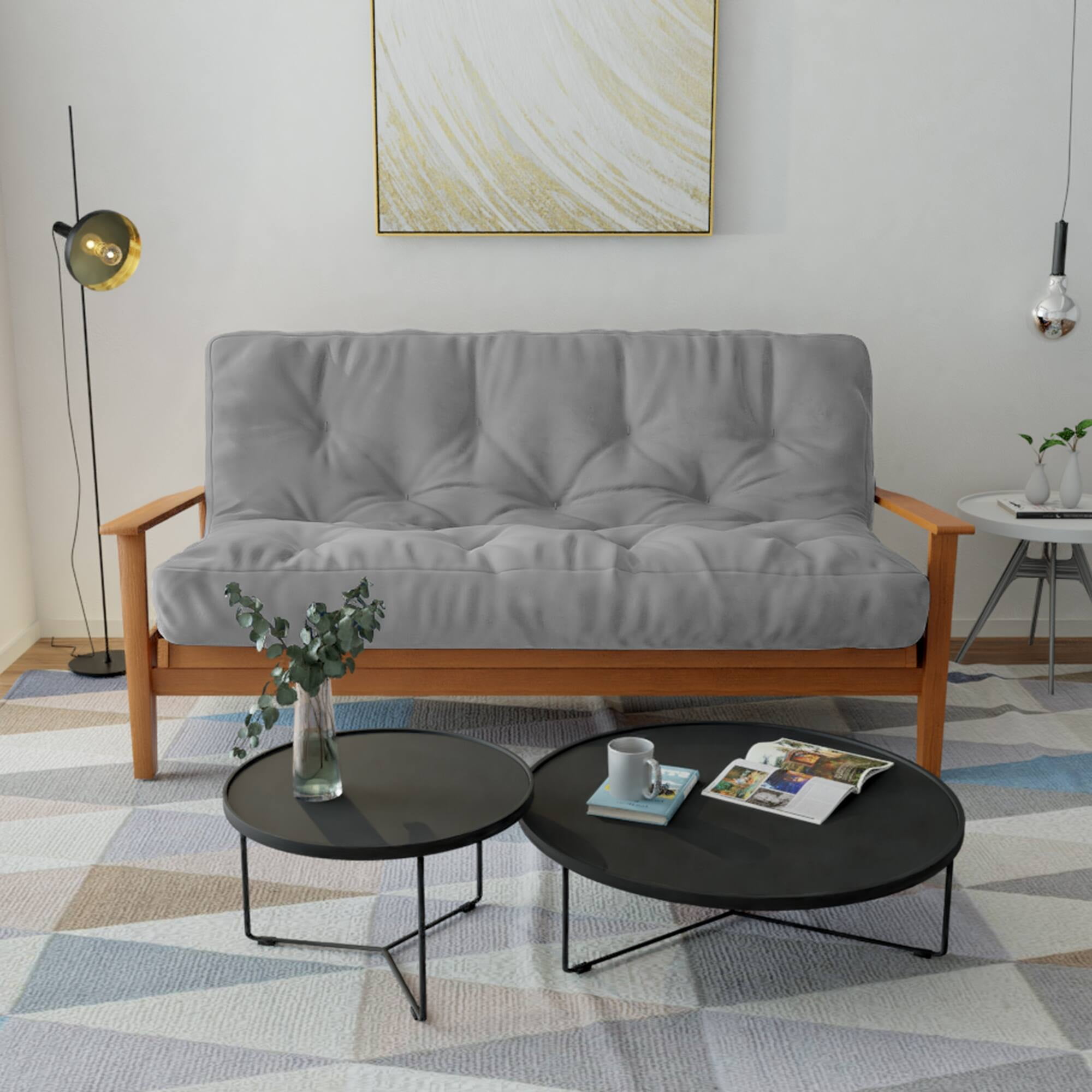 Twin Grey Canvas Futon Mattress with CertiPUR-US Foam
